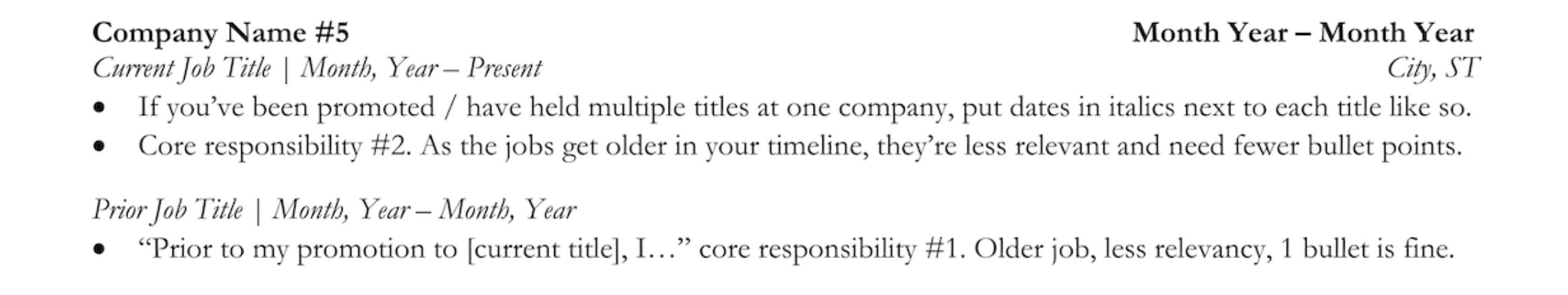 multiple roles at the same company on resume